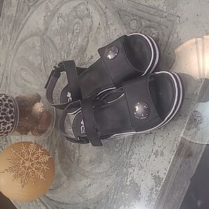 RIEKER WOMEN'S BLACK LEATHER CHUNKY SUMMER SANDALS SIZE 40 NEW